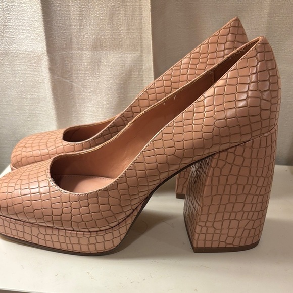 Katy Perry Collections Shoes - Katy Perry Collections Croc-Embossed Block Heels in Nude